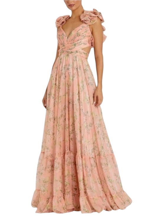 Mac Duggal Dresses & Skirts - NWT Mac Duggal 67803 Ruffle Tiered Floral Cut-Out Chiffon Gown Maxi Dress Size 4